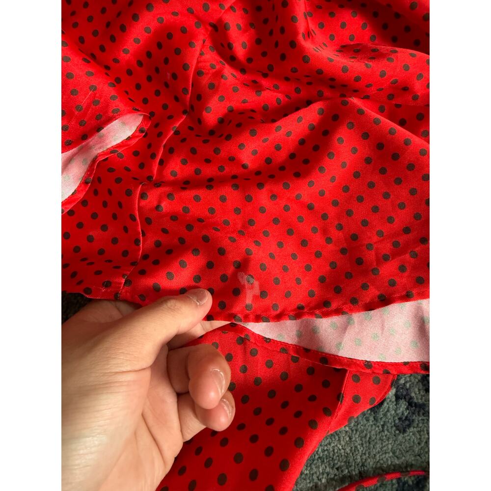 ZARA Polka Dot Red Open Crossover Back Mini Cocktail Satin Dress Preppy Summer - Picture 16 of 16